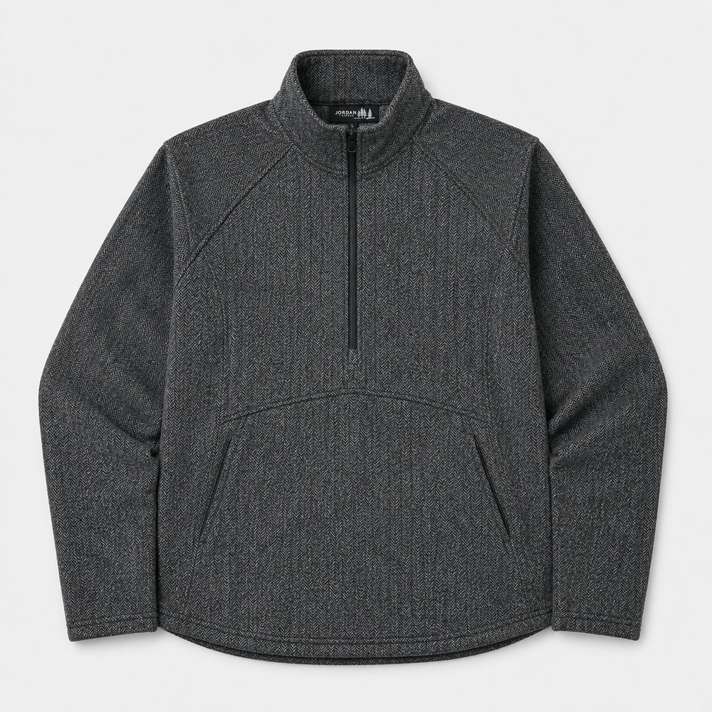 Kyodan Outdoor Womens XL Gray Herringbone Fleece 1/4 Zip Pullover Jacket NWT